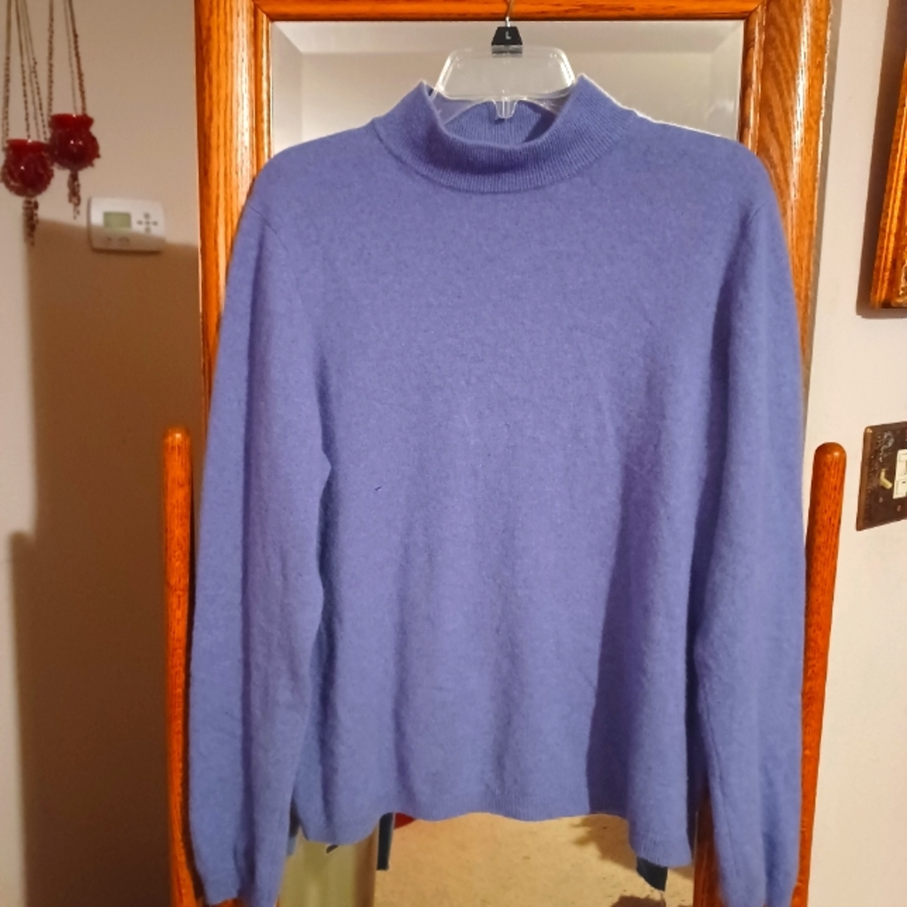 Double Cashmere Mock Neck Sweater • Charter Club • Purple • Size XL